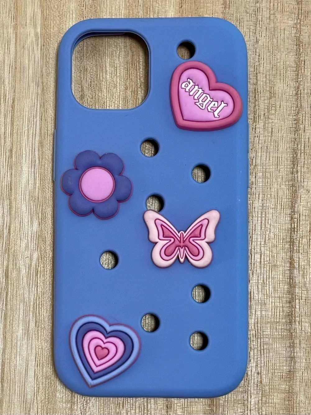iPhone 13/14/15 Purple Silicone Charms Protective Case